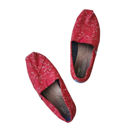 Toms Shoes - Toms Classic Slip On Red Chemical Structure Flats 6.5